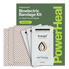 PowerHeal Bioelectric Bandage Kit for Wound Care & Healing – Single Layer, No Adhesive Includes Wound Hydrogel, Can Be Cut to Fit – for Cuts, Abrasions, Blisters, Burns – 3-Pack, 4” x 4”