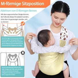 HINATAA Atmungsaktive Baby Tragetuch, Verstellbare Babytrage Wickeln, Schnell Trocknend, 3D Netzstoff, Dicken Schultergurten, Elastisch für Sommer, Pool, Strand, Tragen von Neugeborenen (Gelb)