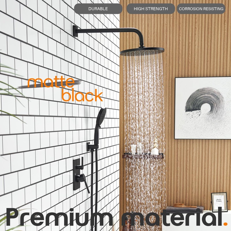 AONEON Bathroom Rainfall Shower System Set with 10'' Rain Shower