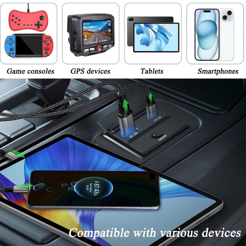 Pack of 2 USB Socket 12 V, Car 12 V