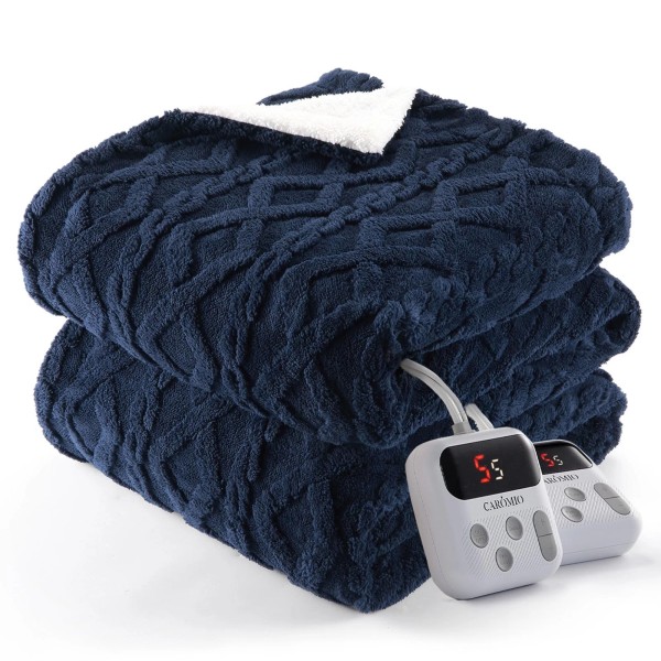 Electric Heated Blanket King Size Dual Control Sherpa Heating Blanket