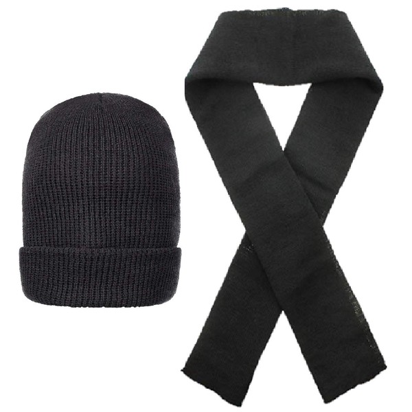 Wool Watch Cap Beanie Wool Scarf Set, Winter Hat &