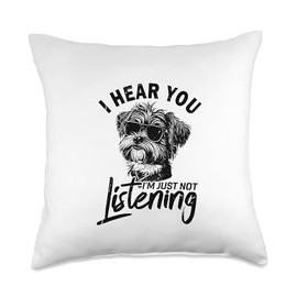 I Hear You I'm Just Not Listening Funny Shorkie Dog Lover Throw Pillow