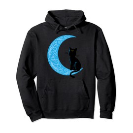 Black Cat Crescent Moon Sailor Mum Pullover Hoodie