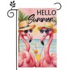 Hello Summer Flamingos Swimming Beach Garden Flag 12x18 inch Double Sided Burlap Home Outdoor Patio Decor Flag