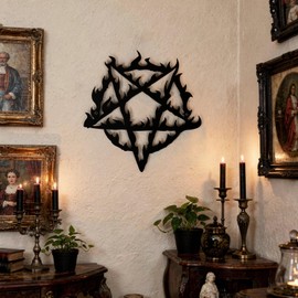 Metal Wall Art Satanic Inverted Pentagram, Black Gothic Home Decor, 11.81 x 11.02 Inch, Witchy Home Decor