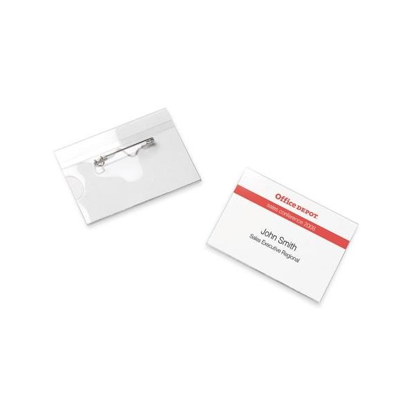 Box of 25 - Pin Name Badges, 62 x 43mm