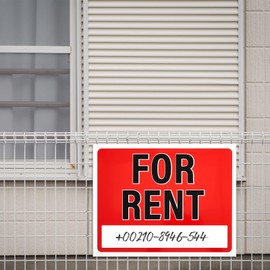 Briwooody 4 Pack Plastic For Rent Sign with Space for Fill In 14 x 11" Waterproof For Rent Yard Sign for Window Home Office Rental Property House Business Car Apartment Outdoor