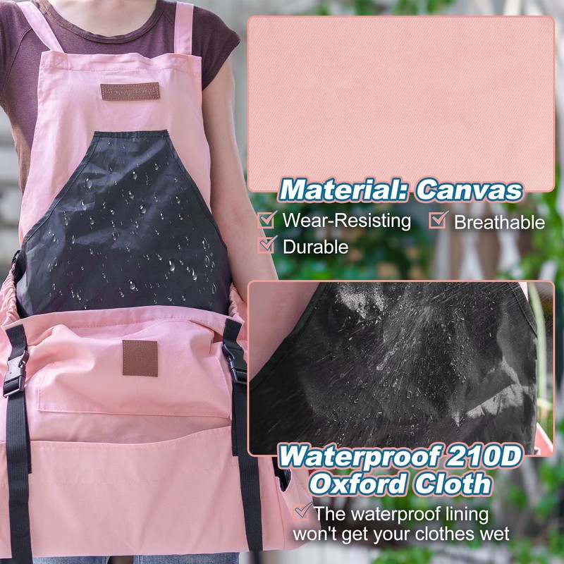 Berry&Bird Harvest Apron, Canvas Gardening Apron with Pockets and Harvesting