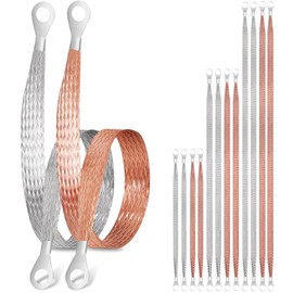 12 Pack Automotive Ground Straps, 10/15/20 Inch Tinned Copper Braided Ground Strap with Ring Terminals, High Flexibility Engine Battery Ground Cable for Car, Truck, Motorcycle, DIY Electrical Repair