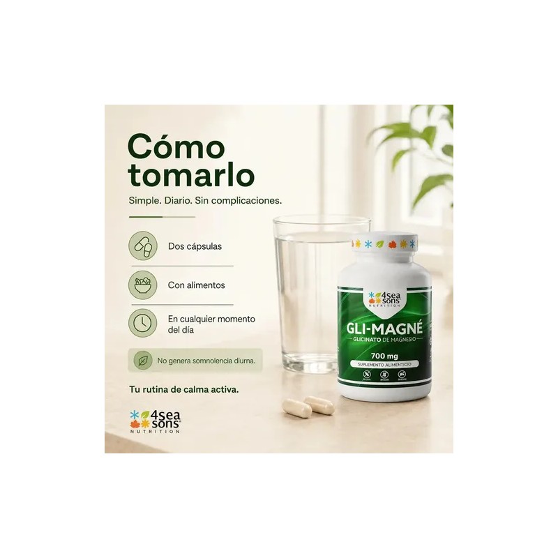 Gli Magné Glicinato Magnesio 700 Vitamina Suplemento Alimenticio Fórmula Avanzada