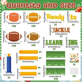 CY2SIDE Fall Football Bulletin Board - 85PCS Ready to Tackle Learning Cutout for Classroom Bulletin Board Set Back to School Football Name Tag Cutout Trim Border Autumn Classroom Wall Decor Supplies