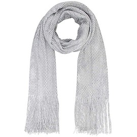 Luxury Divas Silver Lightweight Mesh Metallic Scarf