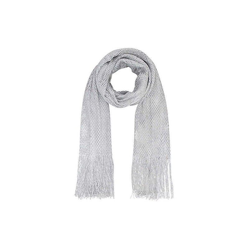 Luxury Divas Silver Lightweight Mesh Metallic Scarf