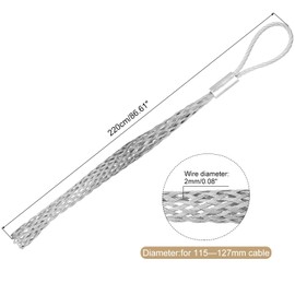 MECCANIXITY Cable Pulling Grip for 115-127mm Cable 220cm Wire Mesh Puller Socks Grip Single Head Galvanizing Steel Wire Grips Net Cover Smooth,1 Pcs(Silver)
