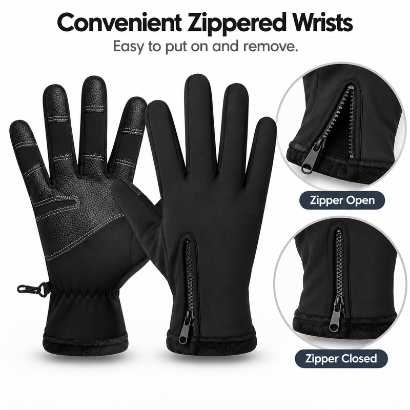 Winter Thermal Touchscreen Gloves with Soft Fleece Lining, Non-Slip Grip