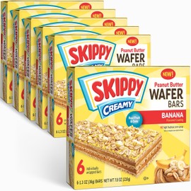 SKIPPY Creamy Peanut Butter Wafer Bars, Banana Flavored, 6 Count Box, 1.3 oz Bars (Pack of 6-36 ct)