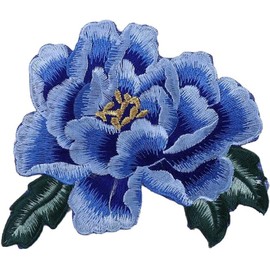 Blue Flower Iron on Patches,Embroidery Lace Flower Applique Sew On Patches,Rose Flower Patch Badge Embroidered Floral Applique Decorative,for Clothing Jackets Backpacks Jeans,Appliques,Embroidered
