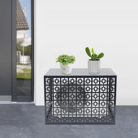 GXFCHYL Metal Air Conditioner Fence Privacy Screen Pool Equipment Enclosure Trash Can Panels AC Unit Fence Freestanding Outdoor Privacy Fence Panel 2-3P Air Conditioner Covers (Dark Grey, Rectangular)