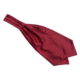 Elfeves Men's Burgundy Red Self Cravat Tie Polka Dot Satin Ascot for Wedding Anniversary Party