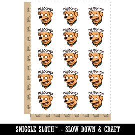 I'm Adopted Funny Dog Pet Temporary Tattoo Water Resistant Fake Body Art Set Collection - 15 2" Tattoos (1 Sheet)