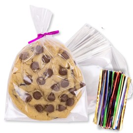 TATTI 200pk Clear Plastic Cellophane Bags, 4x6 w/ 5" Twist Ties - Goody Bags, Candy Bags, Clear Plastic Bags, Cookie Bags, Treat Bags, Clear Plastic Gift Bags, Cellophane Treat Bags (Pack of 200)