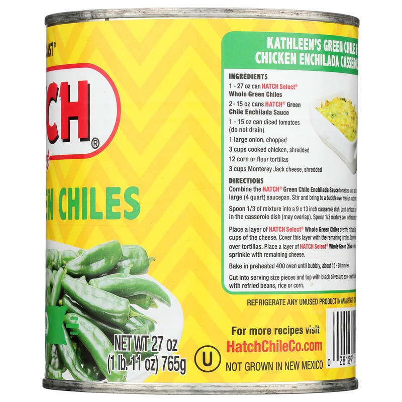 Hatch Chile Company Hatch Whole Green Chilies, 27-Ounce (Pack Of