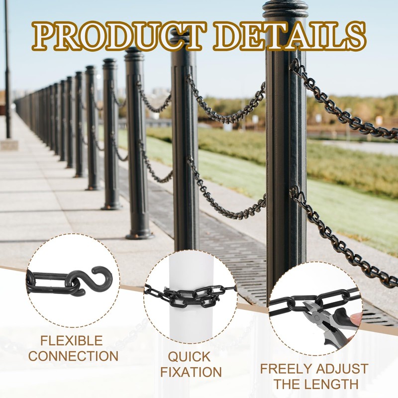 sourcing map Plastic Chain 5 Ft/1.53 M, Safety Chain Black