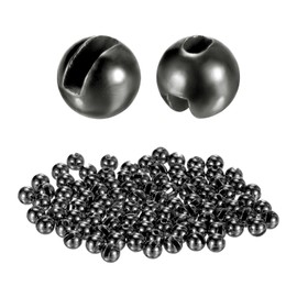 TIXIPEM 3.5mm Dia Tungsten Beads for Fly Tying [100PCS] - Slotted Head Ball for Tackle Craft & Fishing - [#10-12 - Dark Nickel Color] Sink Deeper Faster Fly Fishing Materials