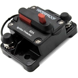 60Amp Circuit Breaker for Boat Trolling Motor Marine ATV Trailer Vehicles Battery Charger Golf Cart Solar System Inline Fuse with Manual Reset Switch Waterproof DC 12V-48V IP67