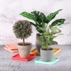 PATIKIL 5 Inch Plant Pot Saucers, 4 Pack Ceramic Square