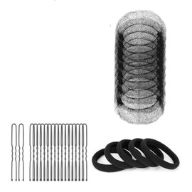Juego Completo De 120 Piezas De Accesorios Para El Cabello En Color Negro: Incluye 50 Redecillas (50 Cm), 45 Horquillas (6 Cm) Y 25 Gomas