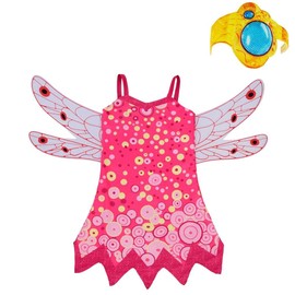 Lito Angels Mia and Me Costume Dress Children Girls with Wings and Bangle Fancy Dress Cosplay Pink Size 8-9 Years 134