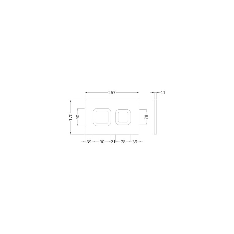 nuie XTY009PS8 Bathroom Accessories Modern Dual Flush Plate with Square