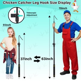 Frebuta Telescopic Chicken Catching Net,36 to 63 in Chicken Catcher Leg Hook Grabber Tool with Extension Pole Long Handle Animal Catcher Pole Heavy Duty Metal Tube Poultry Hook Fowl Catcher Sturdy