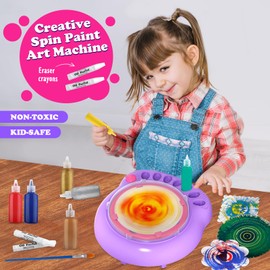 Arts and Crafts for Kids Ages 4-8,Paint Spin Art Machine Kit,Art Craft Set for 6-9 Year Old,Cool Painting Spinner Toys Kits Set,Art Supplies Birthday Gifts for Boy Girl Ages 6 7 8 9 10 11 12 Purple