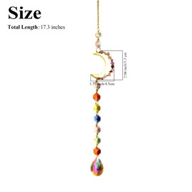 Pendant Colorful Suncatcher Beads Moon Crystal Suncatcher Crystals Wind Chimes Outdoor Sun Catcher Light Catcher Sun Catchers Indoor Window Prism Crystal Hanging Decor Living Room Decor Home Decor