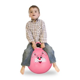 Relaxdays Kids Children Bouncy Ball with Handle for Indoor and Outdoor Use, with Animal Design, 45 cm Diameter, Various Colours