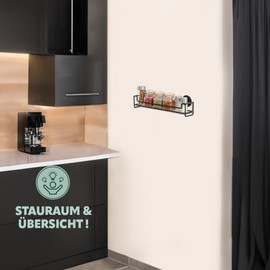 bremermann Wall Mounted Spice Rack for Gluing or Drilling Black with Fixings