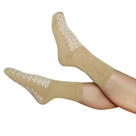 Medi-Inn+ Non-Slip Socks 100% Polyester 2-Sided Coated, Baun