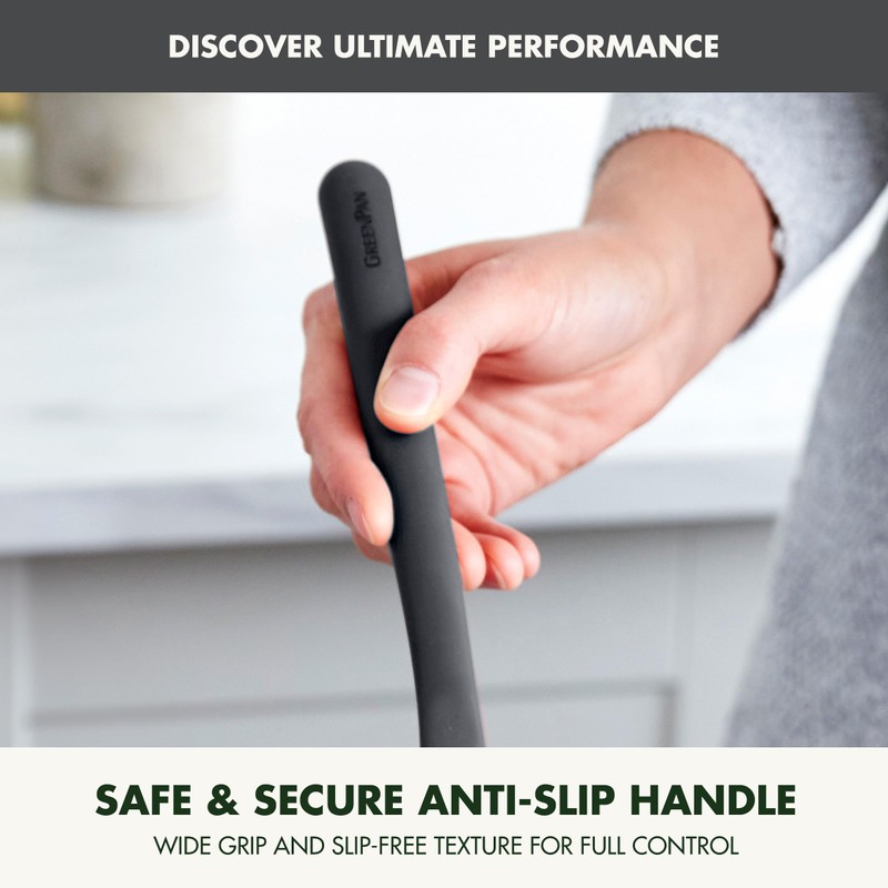 GreenPan Silicone Solid Turner Spatula, Flipping Cooking Kitchen Utensil, Flexible