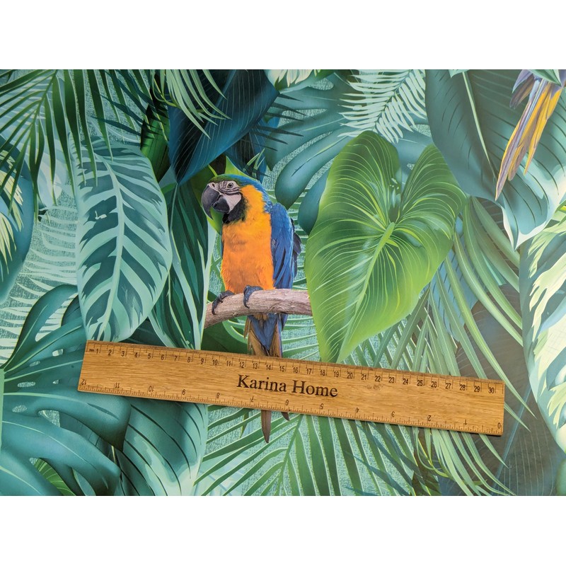 Karina Home Parrot Rainforest Teal PVC Tablecloth, Wipe Clean Oilcloth,