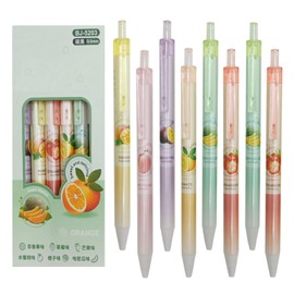 YHSMFCL 12Pcs Cute Fruit Retractable Gel Pens 0.5mm Black Ink Novelty Kawaii Writing Pen Strawberry Orange Peach Theme Stationery Supplies for School Office Students