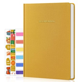 WEMATE Recipe Book to Write in Your Own Recipes, Hardcover Blank Recipe Books, 75 Recipes for Family to Organize Your Recipes, Cooking Gifts, 6" x 8", Yellow – Fits Perfectly on Any Cookbook Holder