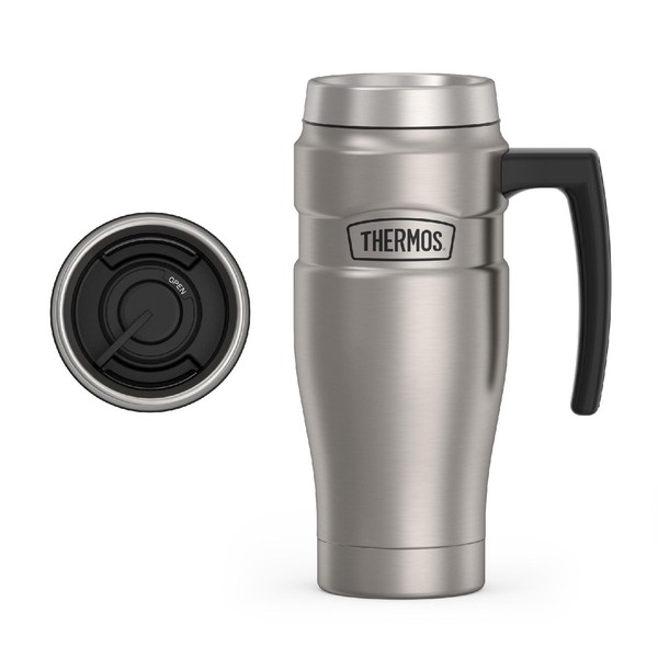 THERMOS Stainless King Vacuum-Insulated Travel Mug, 16 Ounce, Matte Stainless