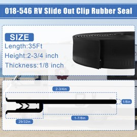Wadoy 018-546 RV Slide Out Seal Camper RV Slide Out Clip Rubber Seal with 2 Wiper, 35Ft Weather Stripping for Window Door Channel Mounts Seam Protecting