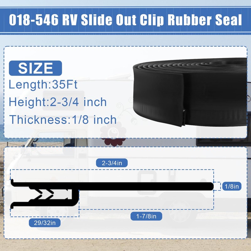 Wadoy 018-546 RV Slide Out Seal Camper RV Slide Out