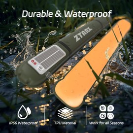 FELICON Solar/Type-C Rechargeable Camping RGB Light Bar, IP66 Waterproof LED Tube, TPU Ultralight Electric Light, 4000mAh Foldable Inflatable Outdoor Tent Light for Camping, Hiking, Traveling, Party