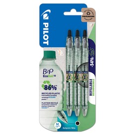 B2P ecoball Ballpoint Pen Blister Pack of 3 Black