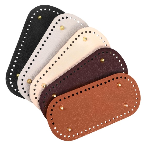 Heygueo 5 Pack Purse Leather Bottoms for Crocheting,9.1x5.1 Bag Bottom